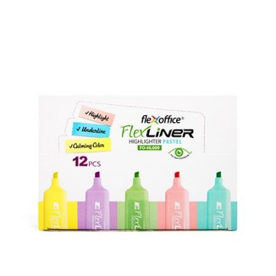 Szövegkiemelő készlet, 1-5 mm, FLEXOFFICE "Flexliner", vegyes pasztell színek