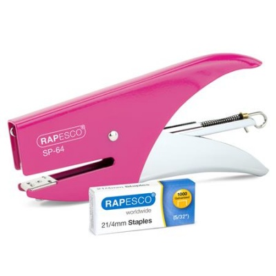 Tűzőgép, kézi, 21/4, 12 lap, RAPESCO "SP-64", rózsaszín