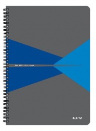 Spirálfüzet, A4, kockás, 90 lap, PP borító, LEITZ "Office", szürke-kék