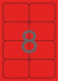 Etikett, 99,1x67,7 mm, színes, kerekített sarkú, APLI, neon piros, 160 etikett/csomag